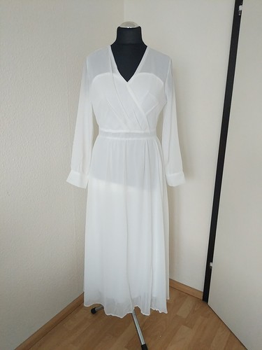 Damen kleid chiffon weiß - damen,